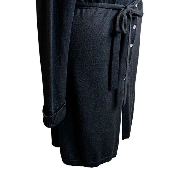 Halogen black merino wool button up cardigan with tie belt size M - Picture 7 of 14
